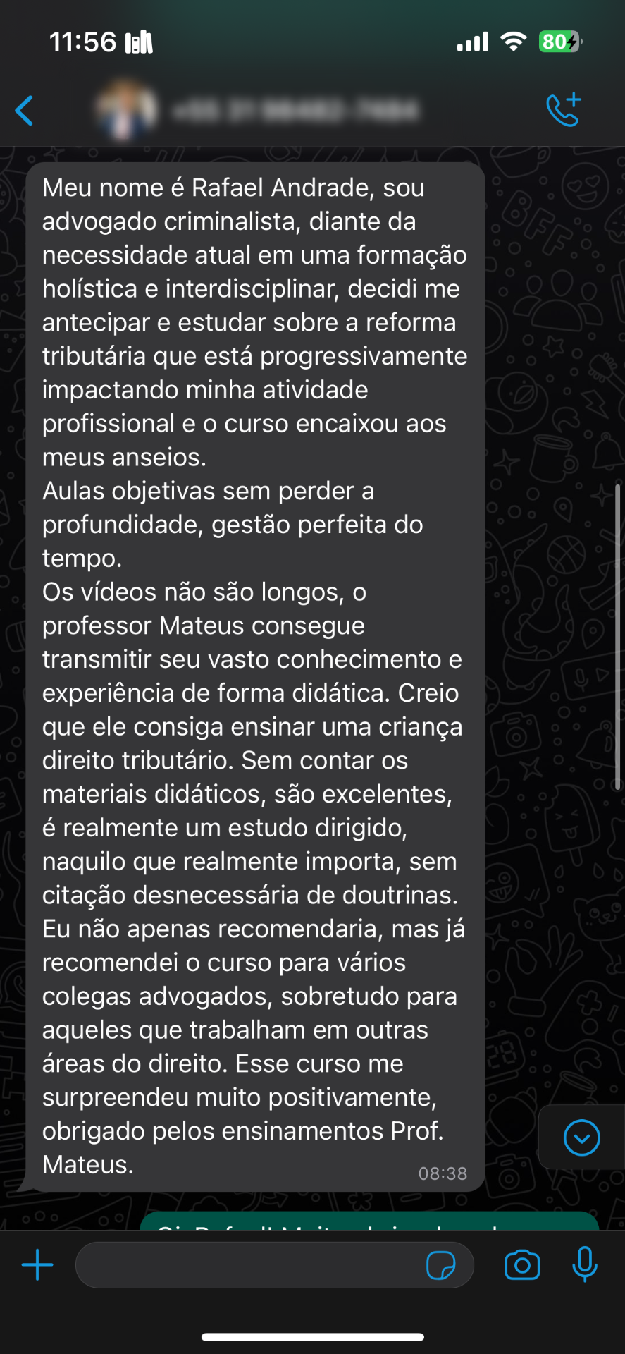 Depoimento de advogado de outra área