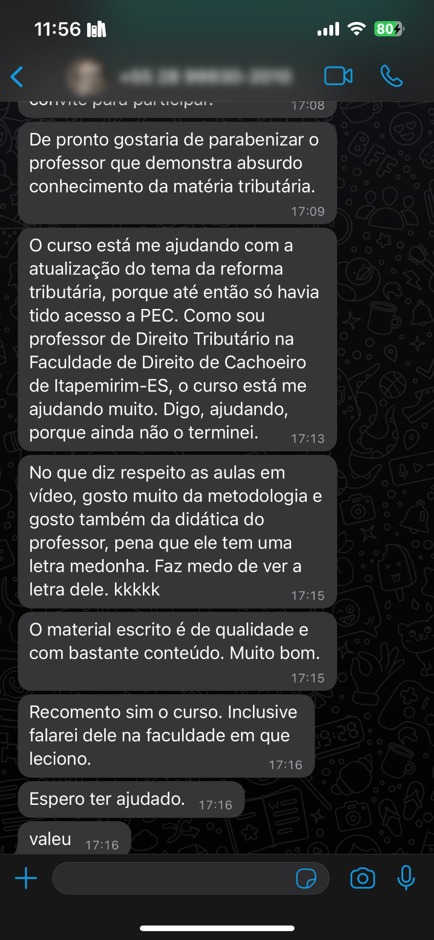 Depoimento de professor de Direito Tributário